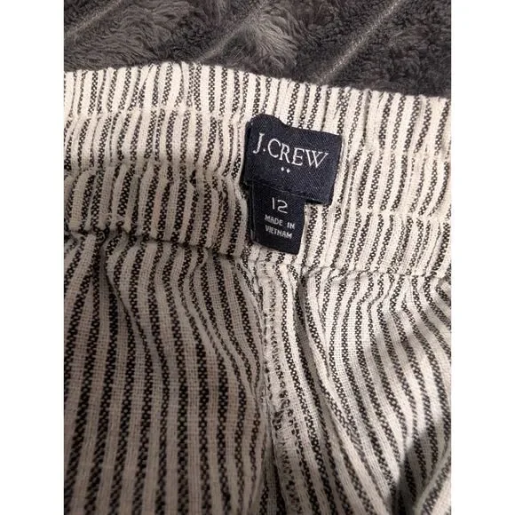 J. Crew Navy Striped Linen-Cotton Blend Drawstring Pants Size 12 Summer Vacation - Picture 7 of 8